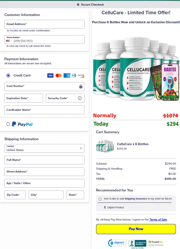 Cellucare Order Form